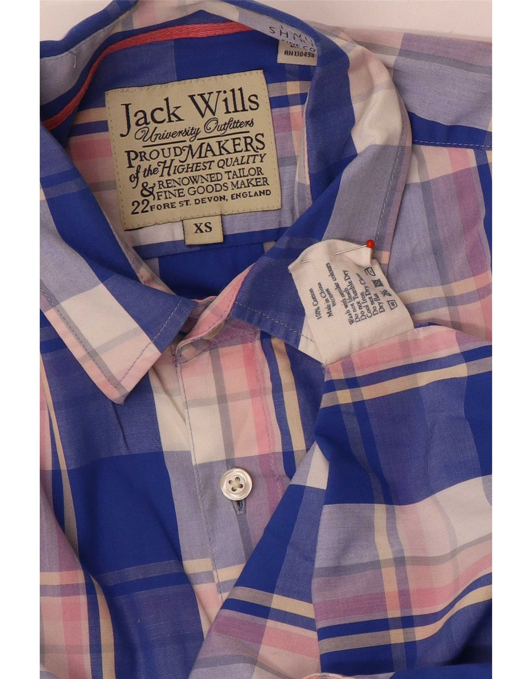 Jack Wills Chemise Homme XS Bleu Carreaux Coton