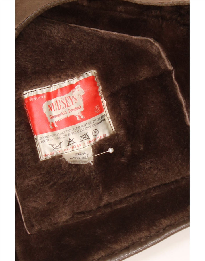 Nurseys Veste en peau de mouton pour femme UK 16 Grande peau de mouton marron