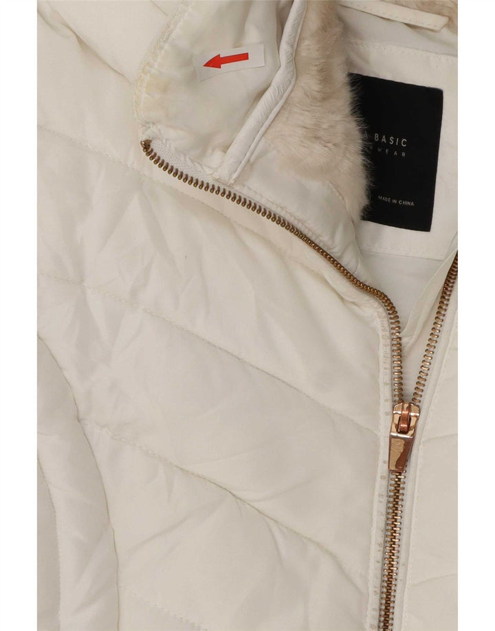 Zara Veste matelassée pour femme UK 14 Large Blanc