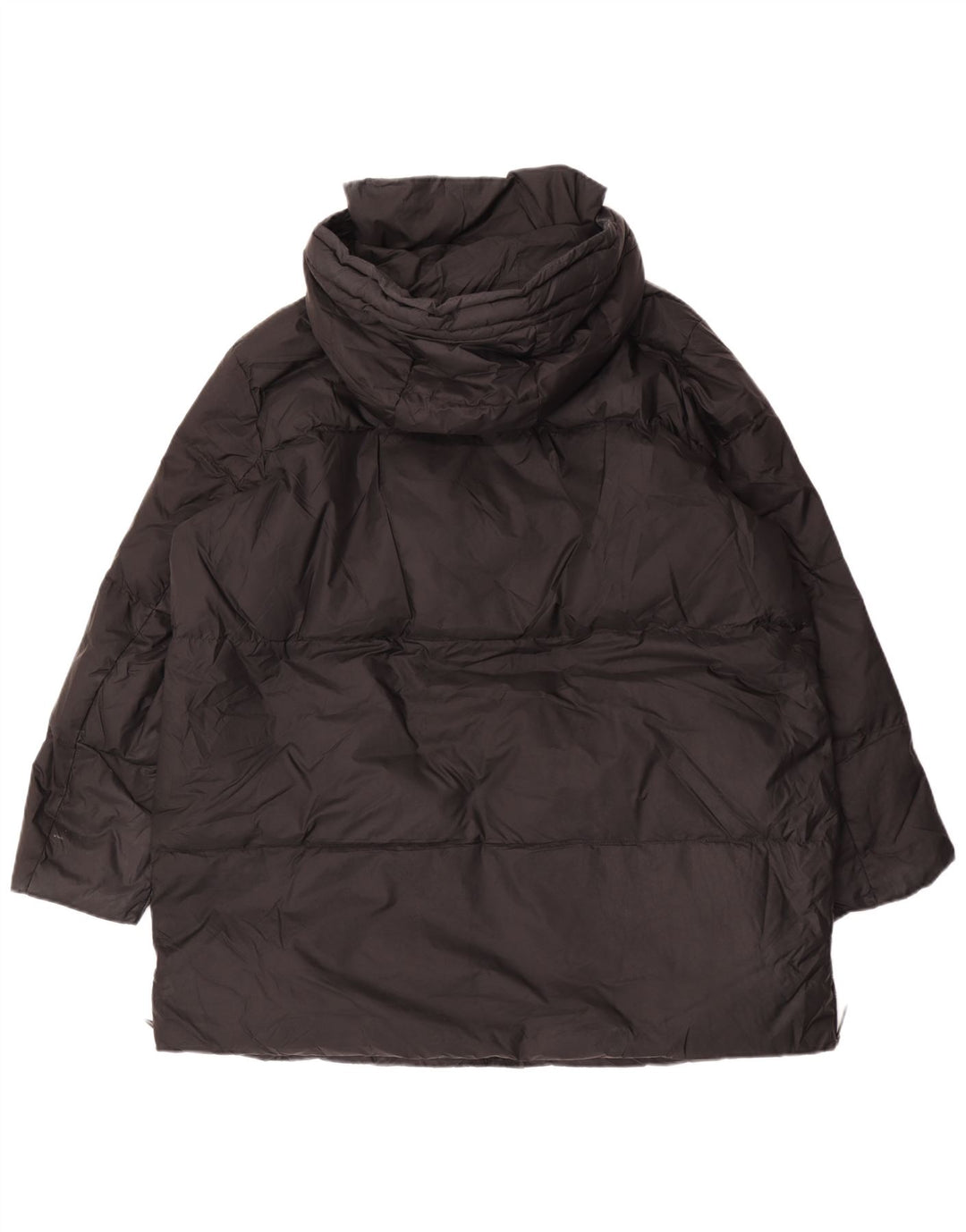 Zara Manteau matelassé surdimensionné à capuche pour femme UK 44 Medium Noir Polyamide
