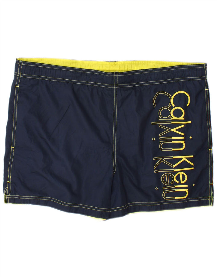 Calvin Klein Short de Bain Graphique Homme Bleu Marine Moyen Polyester