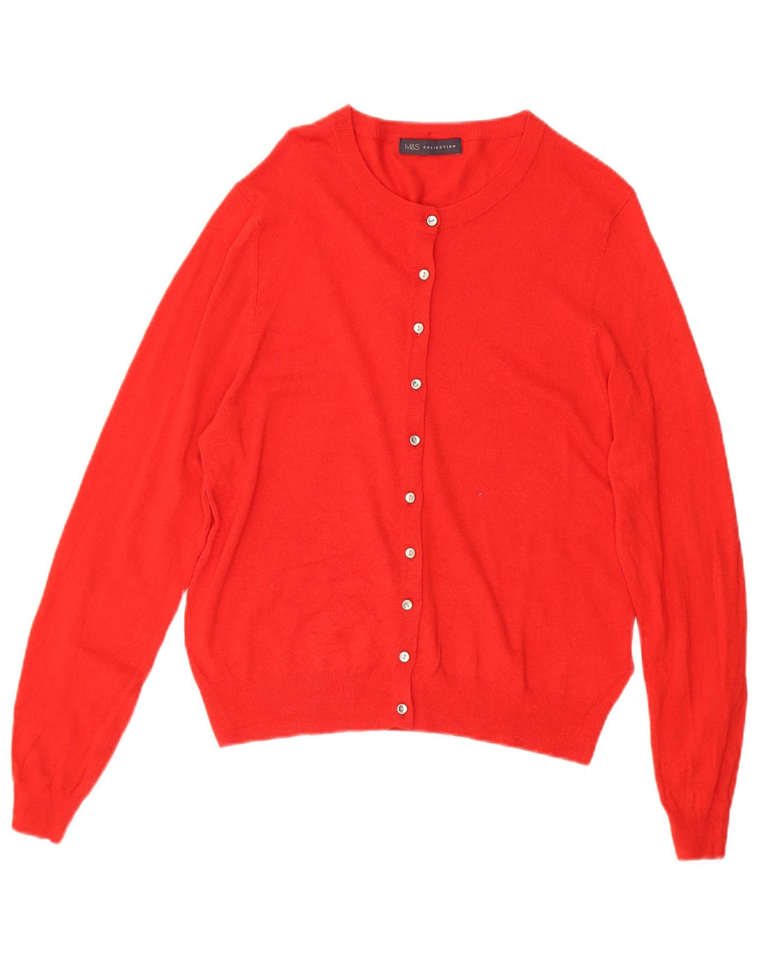 MARKS & SPENCER Womens Cardigan Sweater UK 16 Large Red Viscose