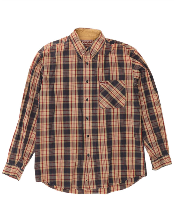 MARLBORO CLASSICS Chemise en flanelle pour homme en coton à carreaux marron