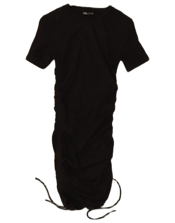 Robe moulante femme Zara UK 12 coton noir moyen