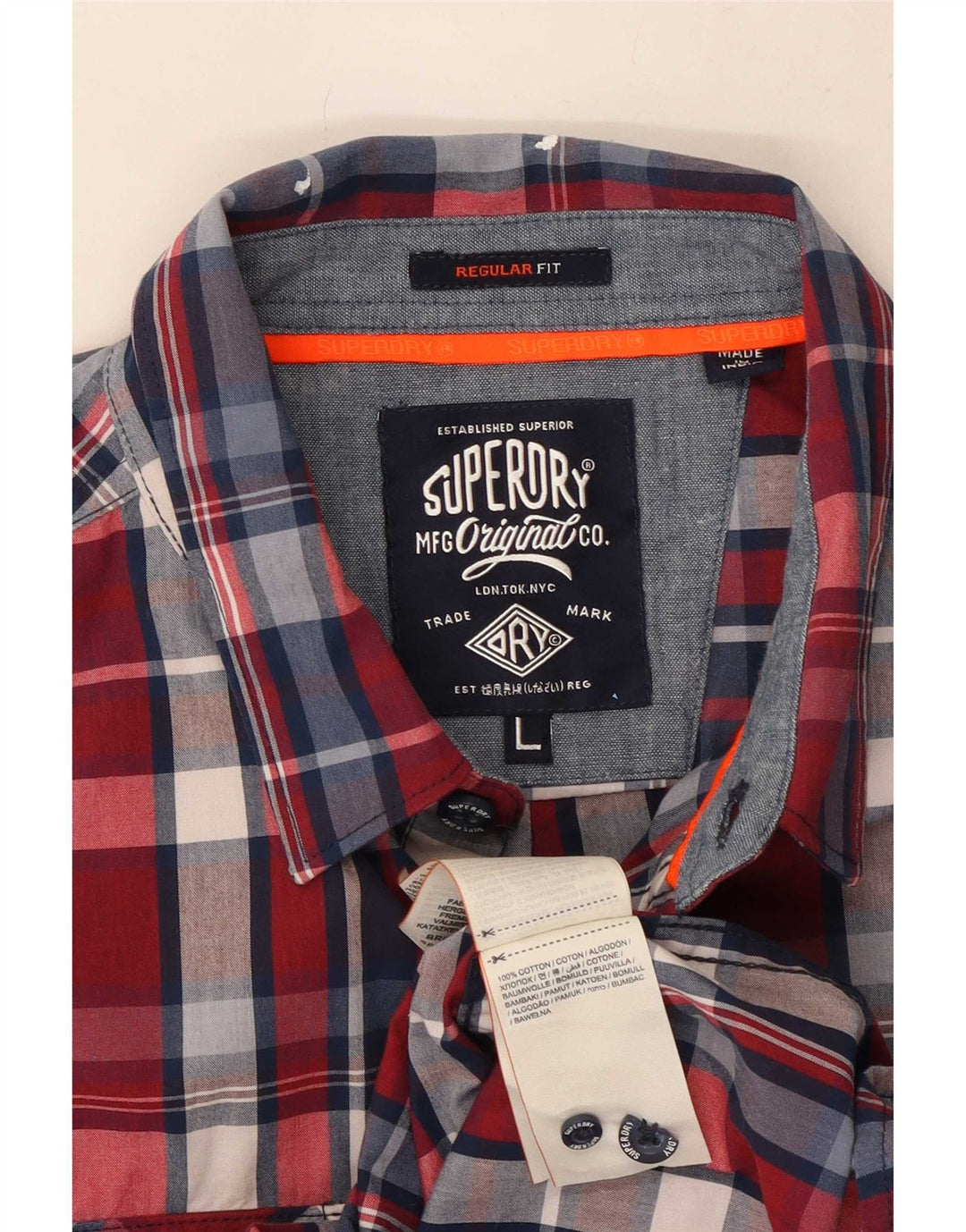 Superdry Chemise Regular Fit Grand Carreau Rouge Coton Homme