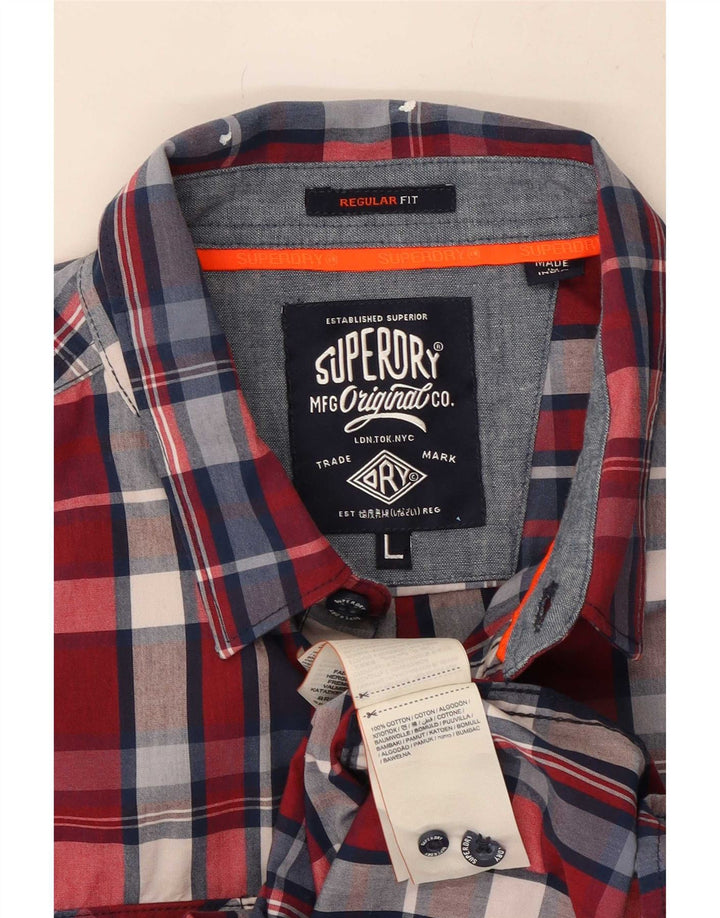 Superdry Chemise Regular Fit Grand Carreau Rouge Coton Homme