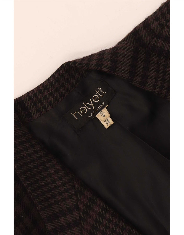 Helyett Veste Blazer 1 Bouton Femme IT 42 Laine Pied-de-Poule Marron Moyen