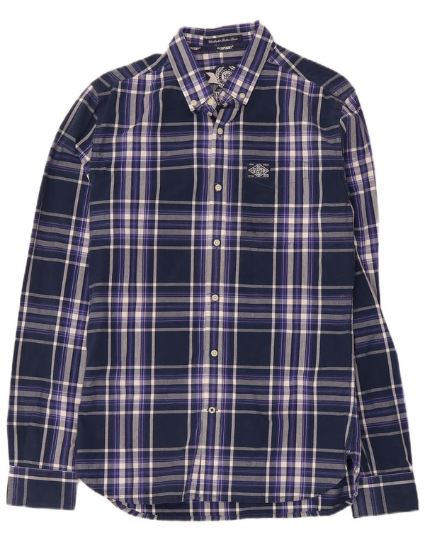 Superdry Chemise Homme Petit Carreau Bleu Marine Coton
