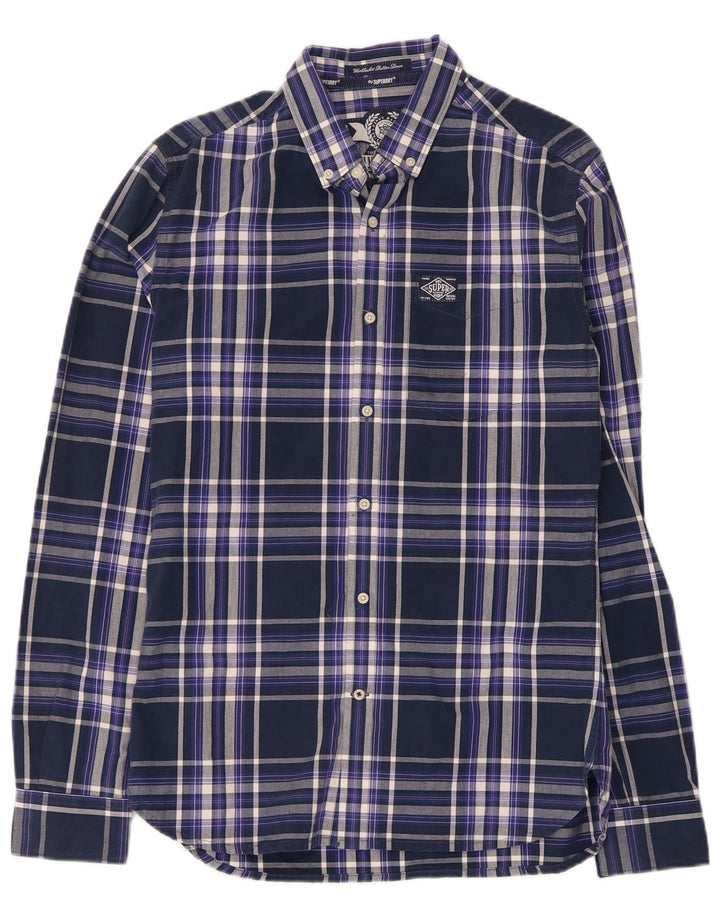 Superdry Chemise Homme Petit Carreau Bleu Marine Coton
