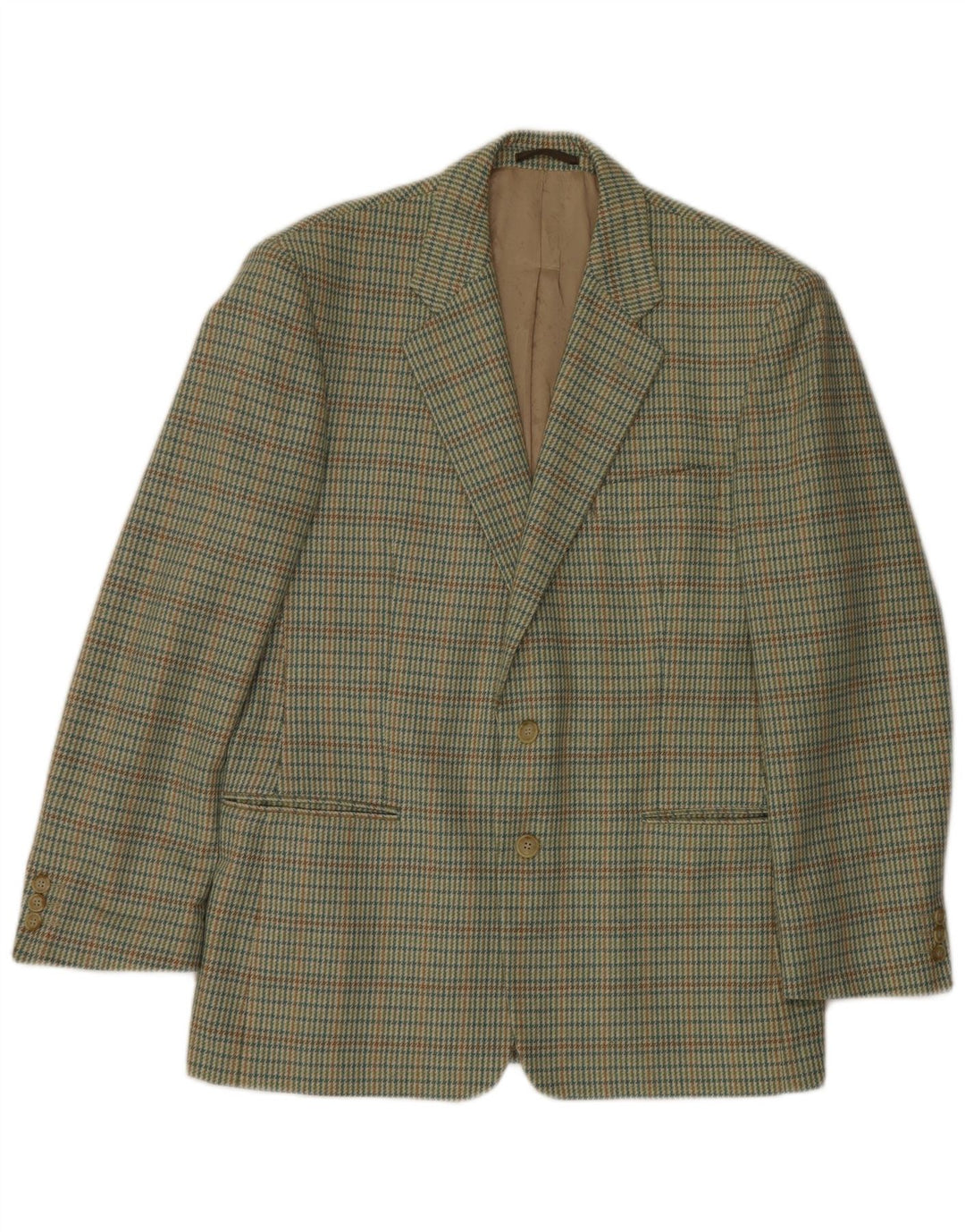 Lebole Veste Blazer 2 Boutons Homme IT 50 Large Vert Pied-de-Poule Laine