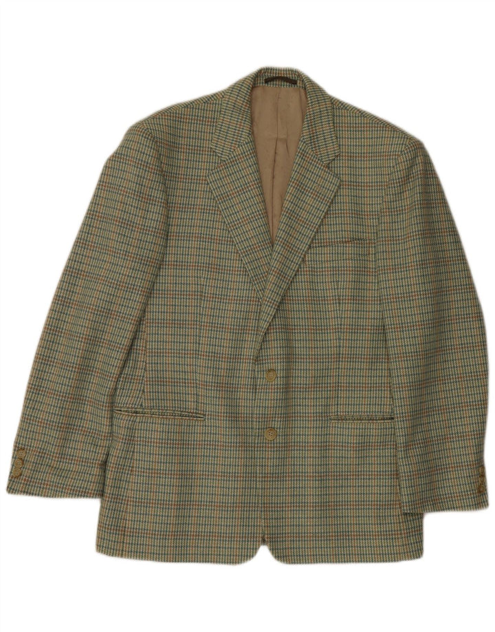 Lebole Veste Blazer 2 Boutons Homme IT 50 Large Vert Pied-de-Poule Laine