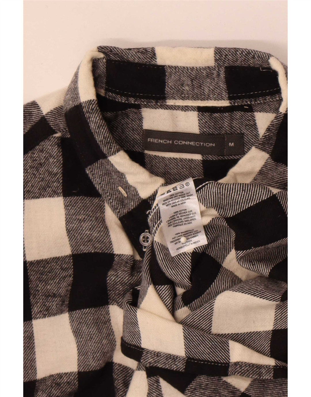 French Connection Chemise en Flanelle Homme Noir Moyen à Carreaux en Coton