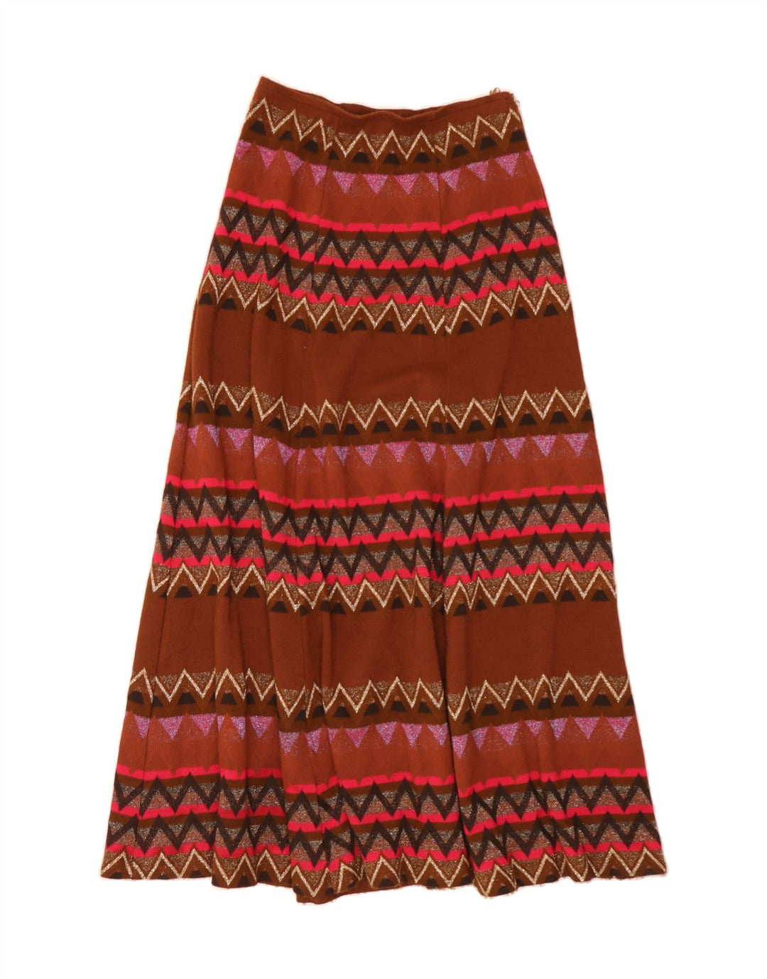 VINTAGE Jupe Maxi Évasée Femme IT 42 Moyen W30 Géométrique Multicolore