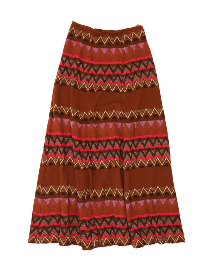 VINTAGE Jupe Maxi Évasée Femme IT 42 Moyen W30 Géométrique Multicolore