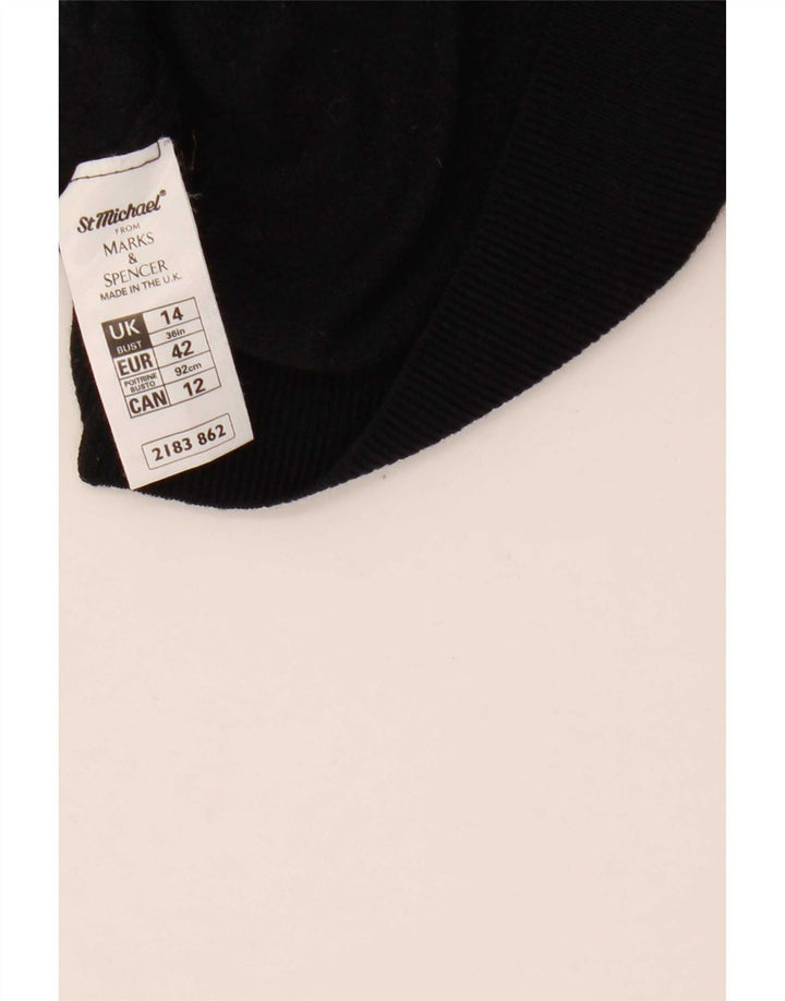 Marks & Spencer Pull court à col roulé pour femme UK 14 Grande laine noire