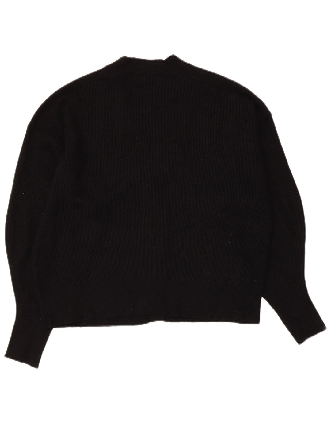 ZARA Womens Crop Cardigan Pull UK 14 Moyen Noir Viscose