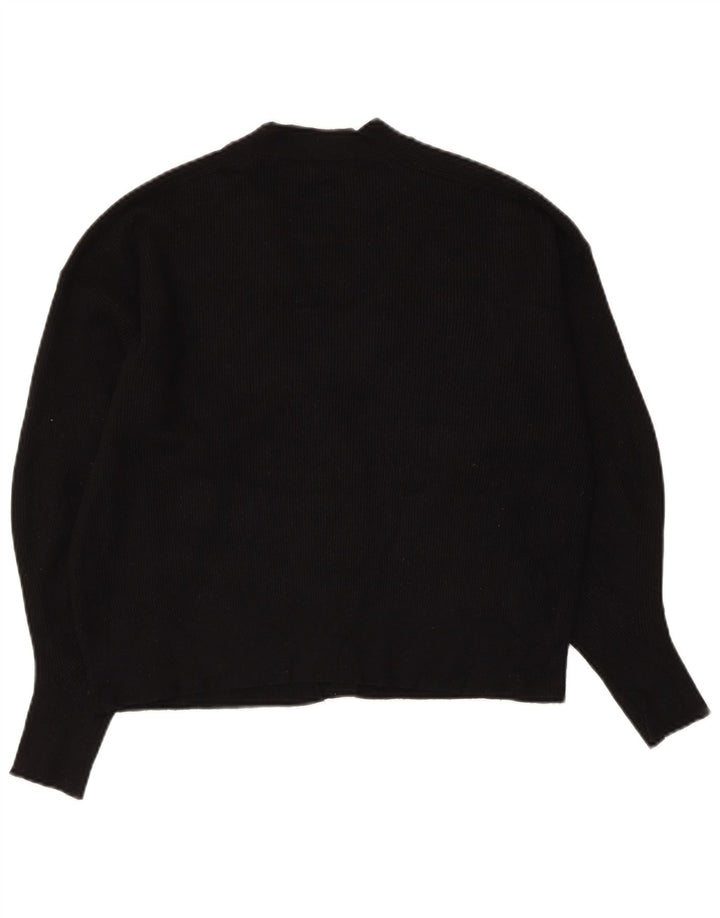 ZARA Womens Crop Cardigan Pull UK 14 Moyen Noir Viscose