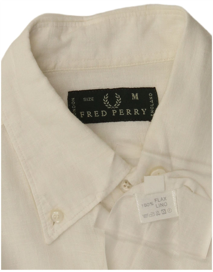 Fred Perry Chemise à Manches Courtes Homme Lin Blanc Moyen