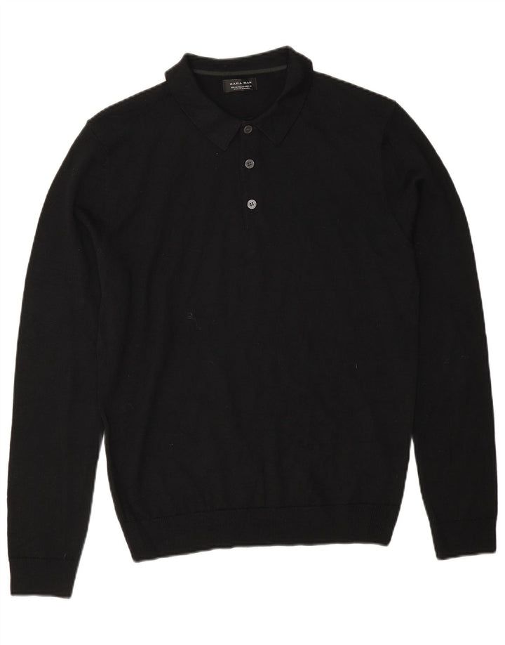 Zara Pull Col Polo Homme Noir Moyen