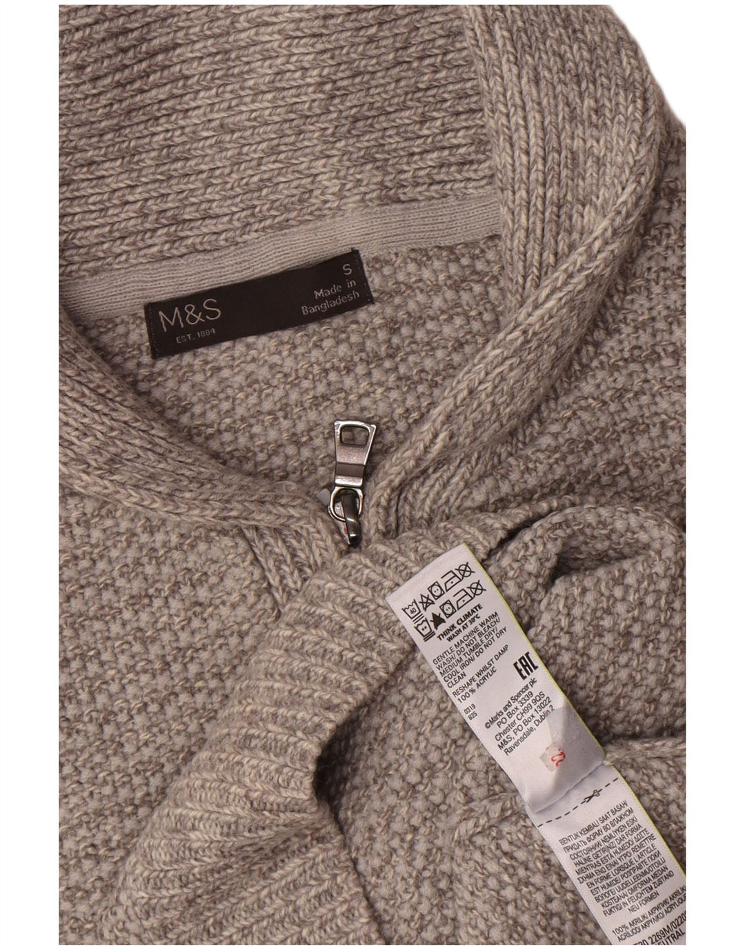 Marks & Spencer Pull à col polo pour homme Petit gris Acrylique
