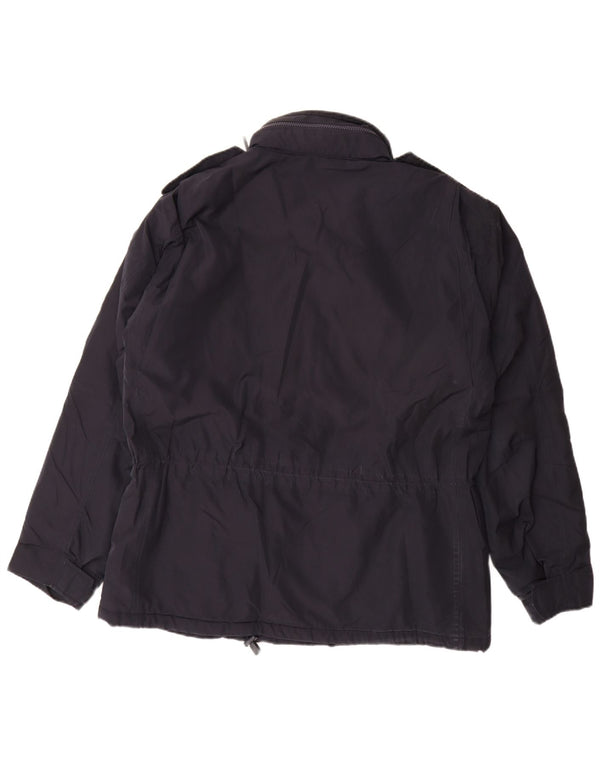 Alberto Aspesi Veste militaire à capuche pour homme UK 40 Large Bleu marine Polyester