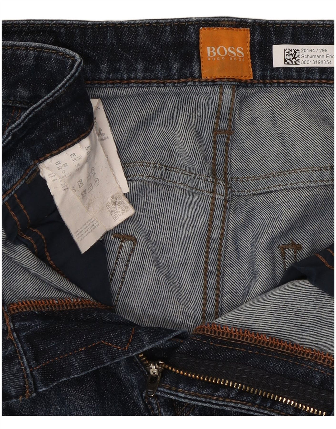 Hugo Boss Jean droit W33 L32 bleu marine en coton pour homme