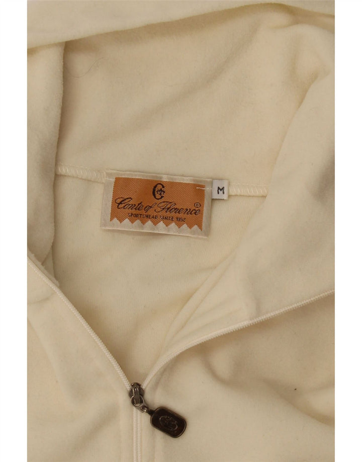 CONTE OF FLORENCE Mens Zip Neck Fleece Jumper Medium Off White Polyester Vintage Conte of Florence and Second-Hand Conte of Florence from Messina Hembry 