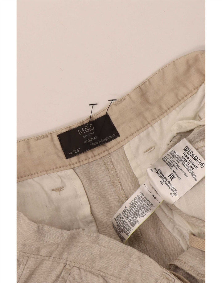 Marks & Spencer Bermuda régulier pour hommes W34 grand lin beige
