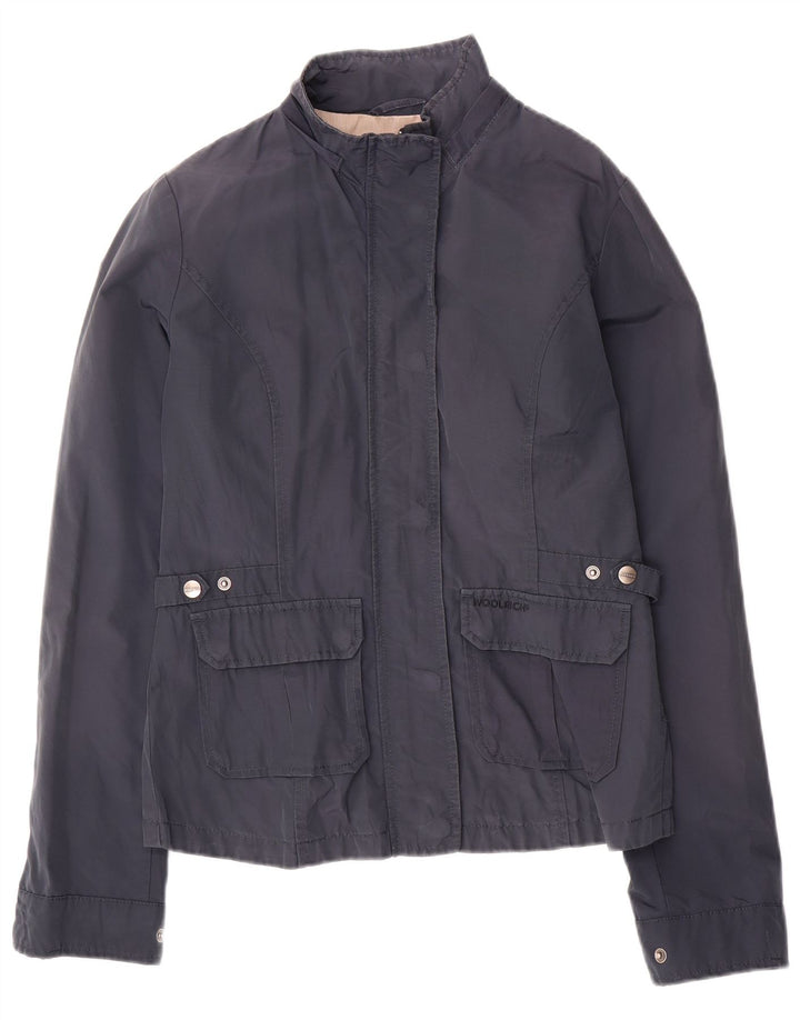Woolrich Veste Bomber Femme UK 16 Large Bleu Marine Coton