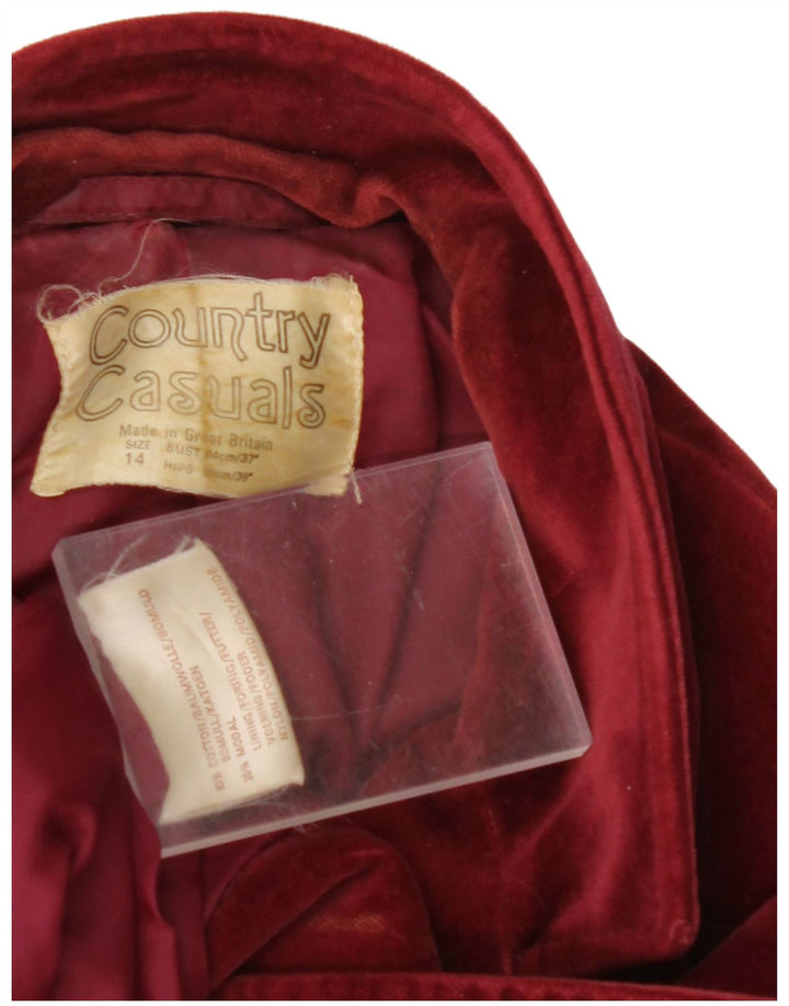 COUNTRY CASUALS Veste blazer en velours à 2 boutons pour femme UK 14 Large Bordeaux