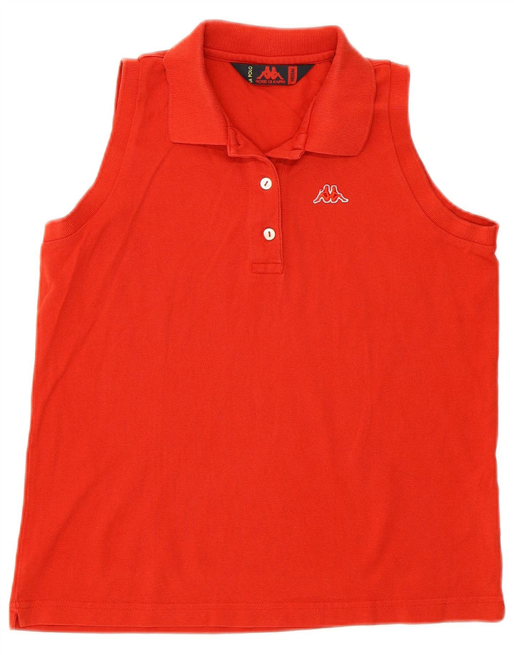 KAPPA Womens Sleeveless Polo Shirt UK 14 Medium Red Cotton