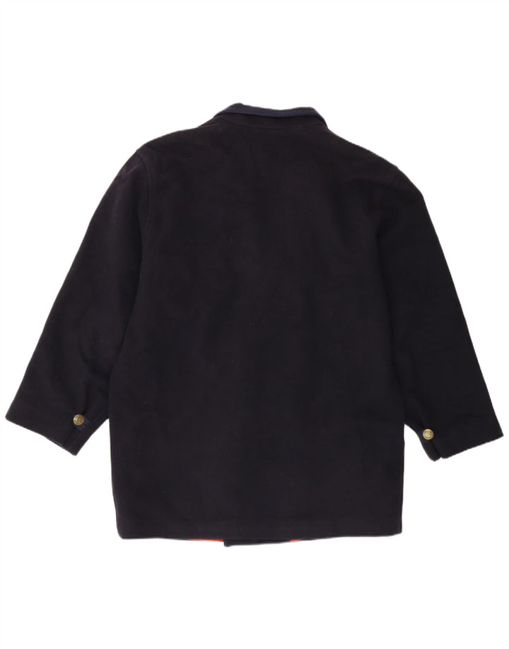 vintage Mens Regular Fit Double Breasted Coat IT 46 Petite laine bleu marine