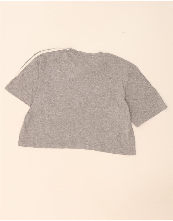 Adidas Womens Crop Oversize T-Shirt Top UK 8/10 Petit Gris Coton
