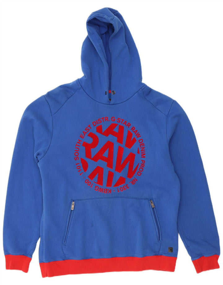 G-STAR Pull à capuche graphique pour homme 2XL en coton color block bleu