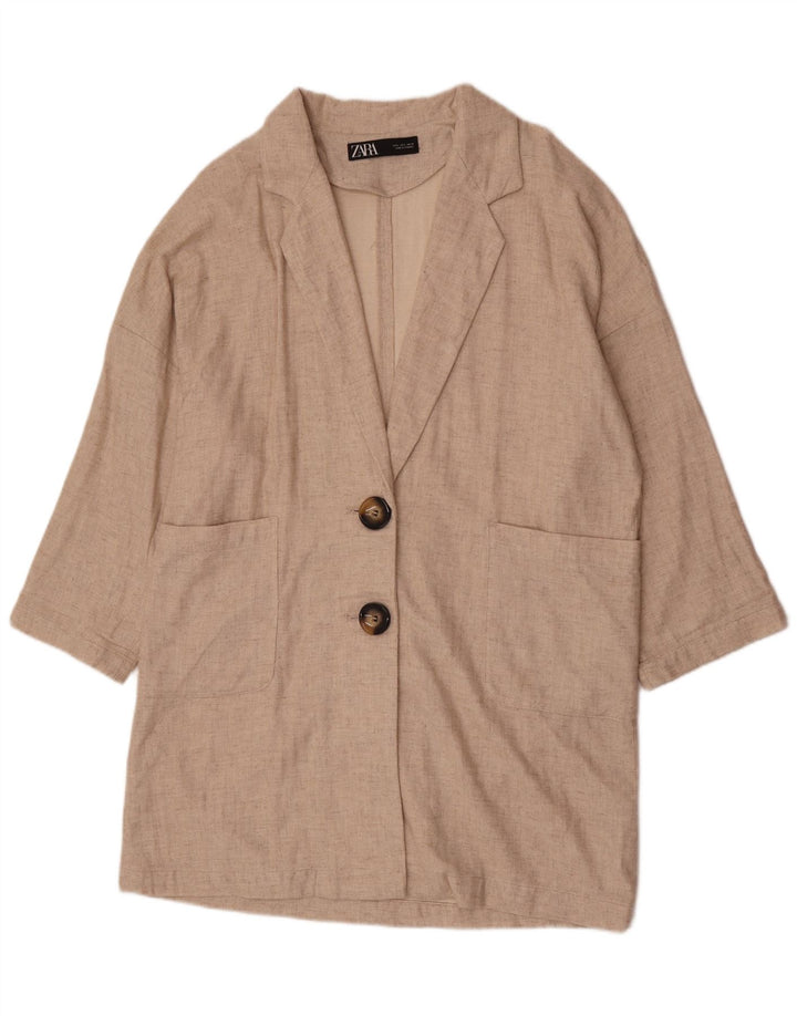 Zara Manteau surdimensionné pour femme UK 16 Large Beige Viscose
