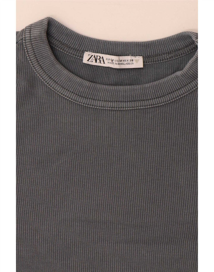 Zara Femme Top Manches Longues UK 12 Gris Moyen