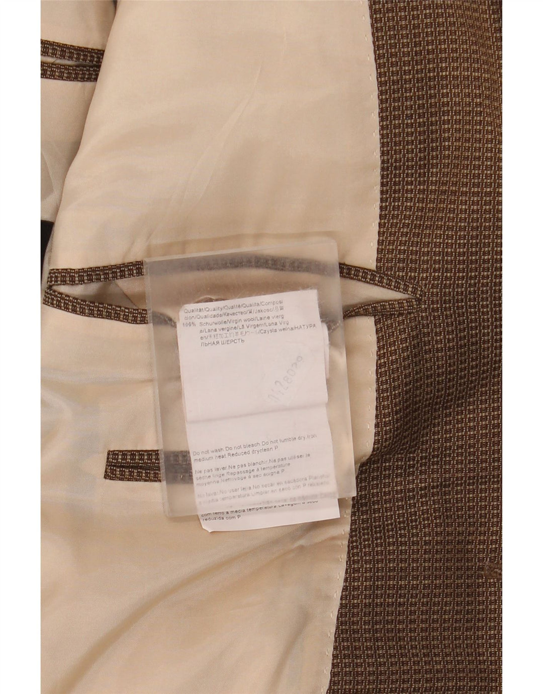 Hugo Boss Veste blazer à 2 boutons pour homme US 42 XL Marron à carreaux en laine vierge