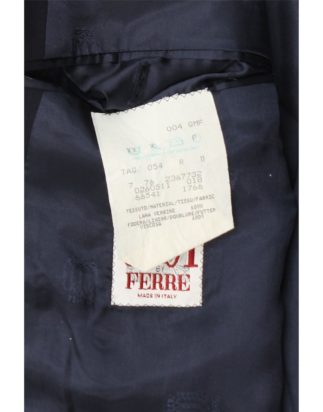 Ferre Veste Blazer 2 Boutons Homme IT 54 2XL Bleu Marine Laine Vierge