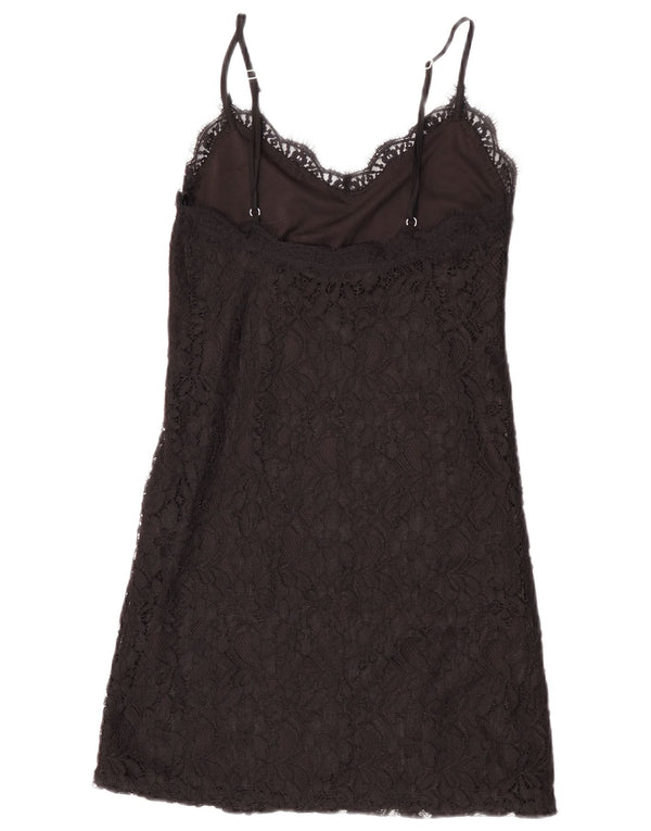 Zara Womens Lace Slip Dress UK 8 Petit Noir Floral