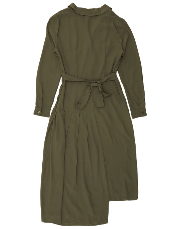 Topshop Robe longue asymétrique à manches longues pour femme UK 10 Small Kaki