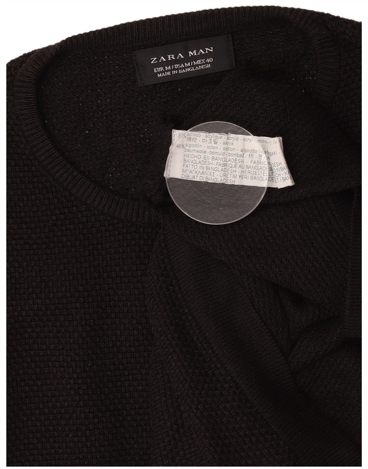 Zara Homme Pull Col Ras Du Cou Acrylique Noir Moyen
