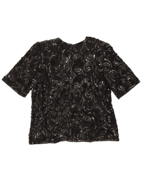 Frank Usher Chemisier pour femme UK 16 Grande soie noire