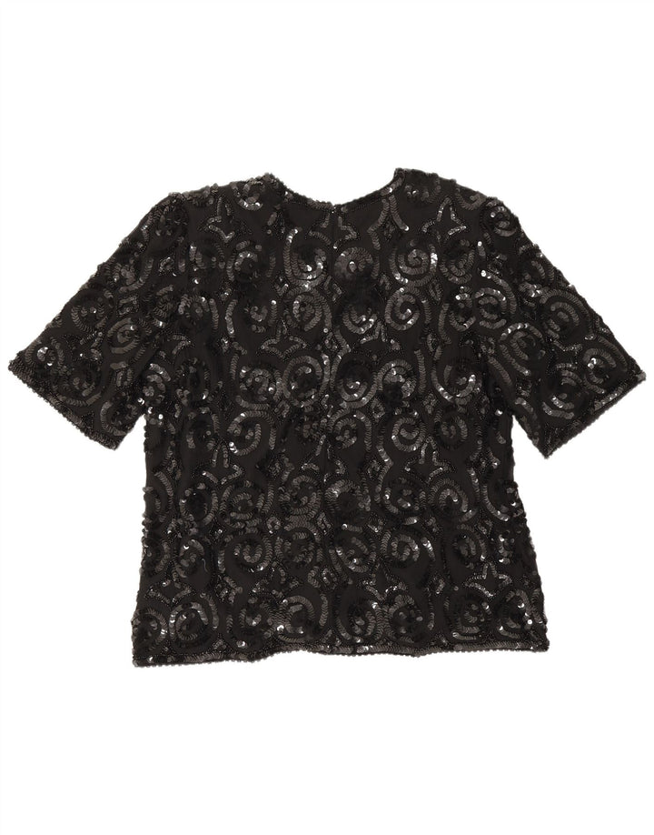 Frank Usher Chemisier pour femme UK 16 Grande soie noire