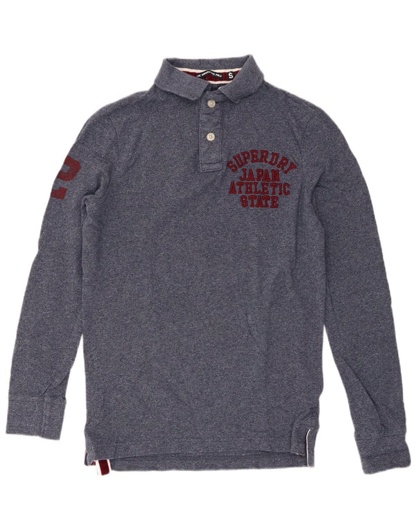 Superdry Polo Graphique à Manches Longues Homme Petit Bleu Marine Moucheté Coton