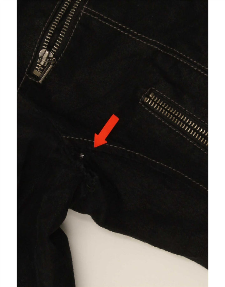 veste en daim femme vintage UK 10 petit cuir noir