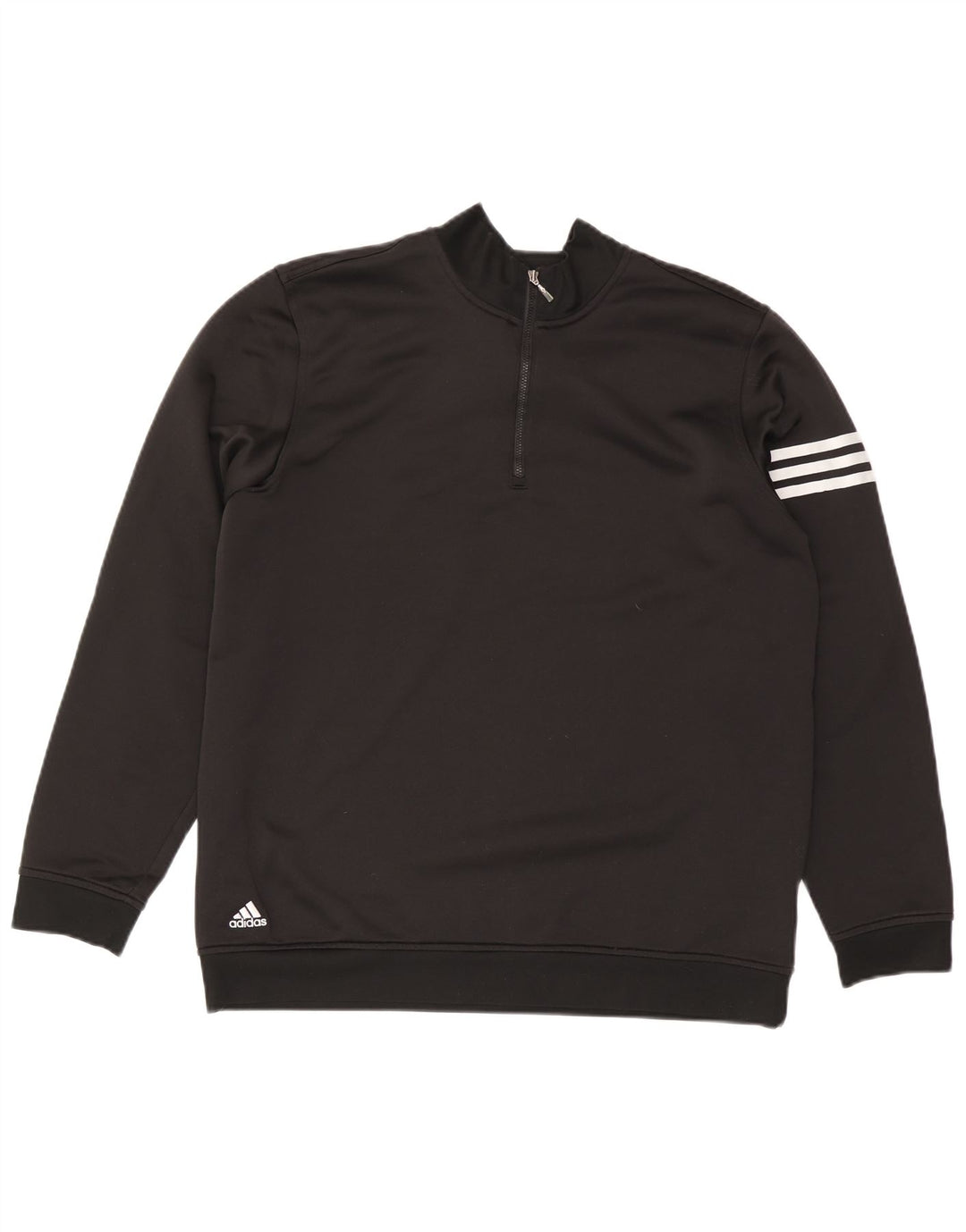 ADIDAS Hommes Climalite Zip Neck Sweatshirt Jumper Grand Noir Polyester