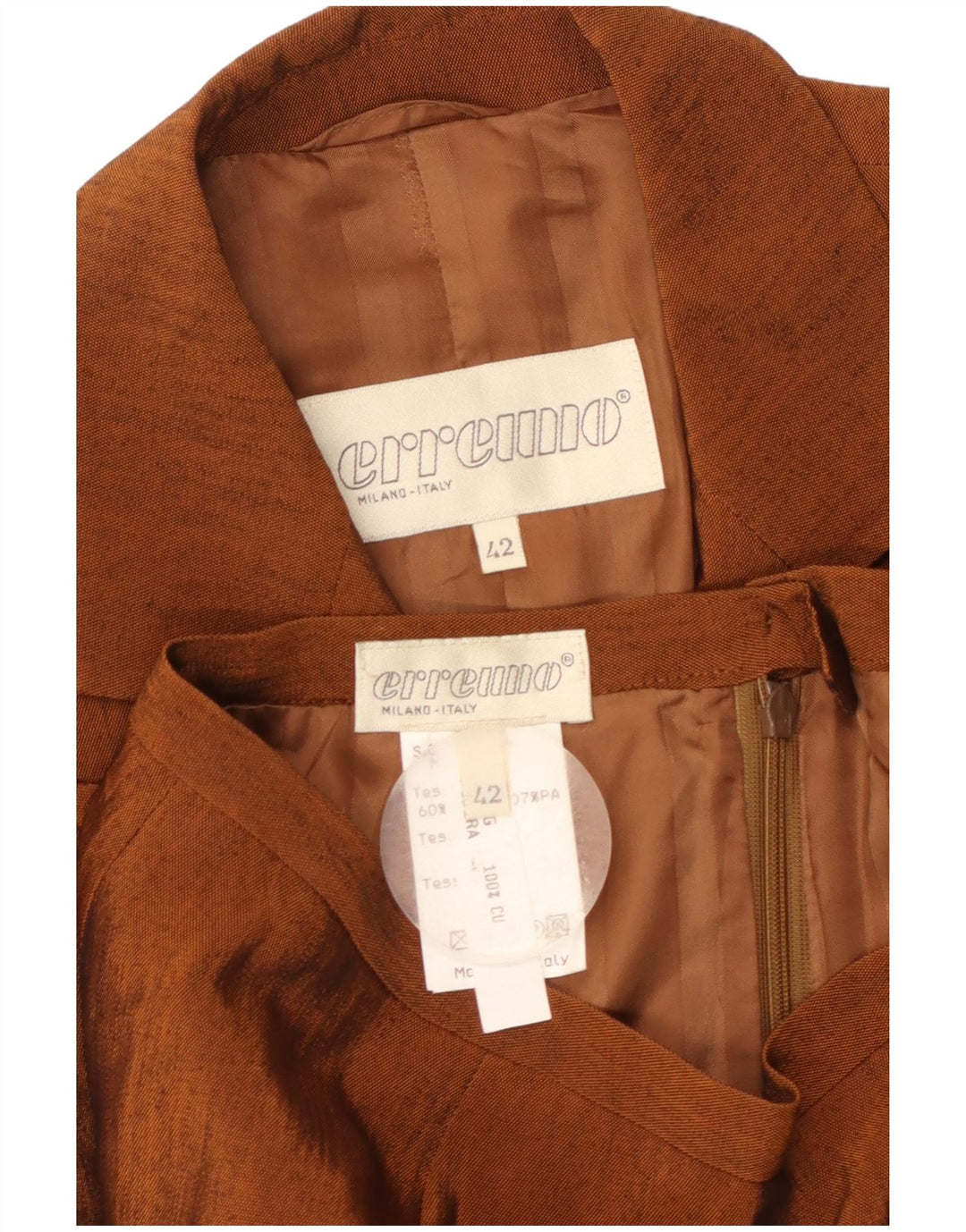 Erreuno Ensemble jupe 2 pièces 1 bouton pour femme IT 42 Medium W26 Acétate marron