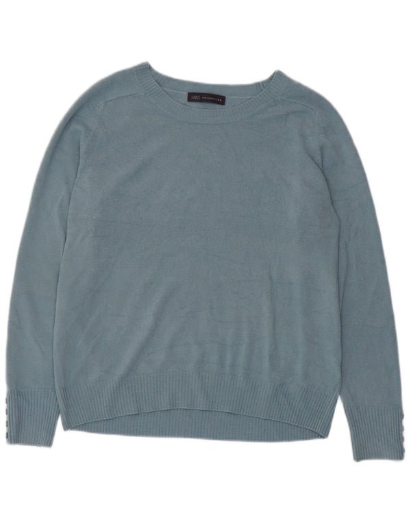 Marks & Spencer Pull col bateau pour femme UK 14 Bleu moyen Acrylique