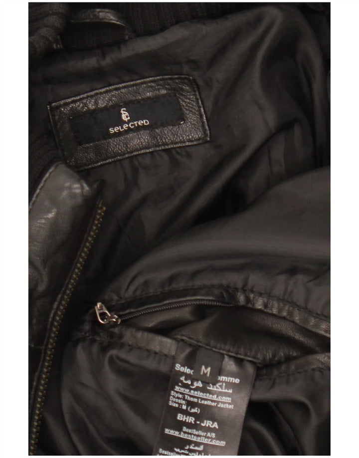 Selected Veste en cuir pour homme UK 38 Cuir noir moyen