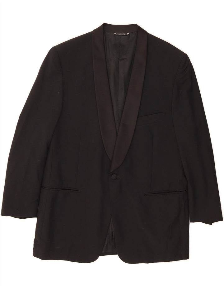 VINTAGE Mens 1 Button Blazer Jacket IT 52 XL Black Wool Vintage Vintage and Second-Hand Vintage from Messina Hembry 